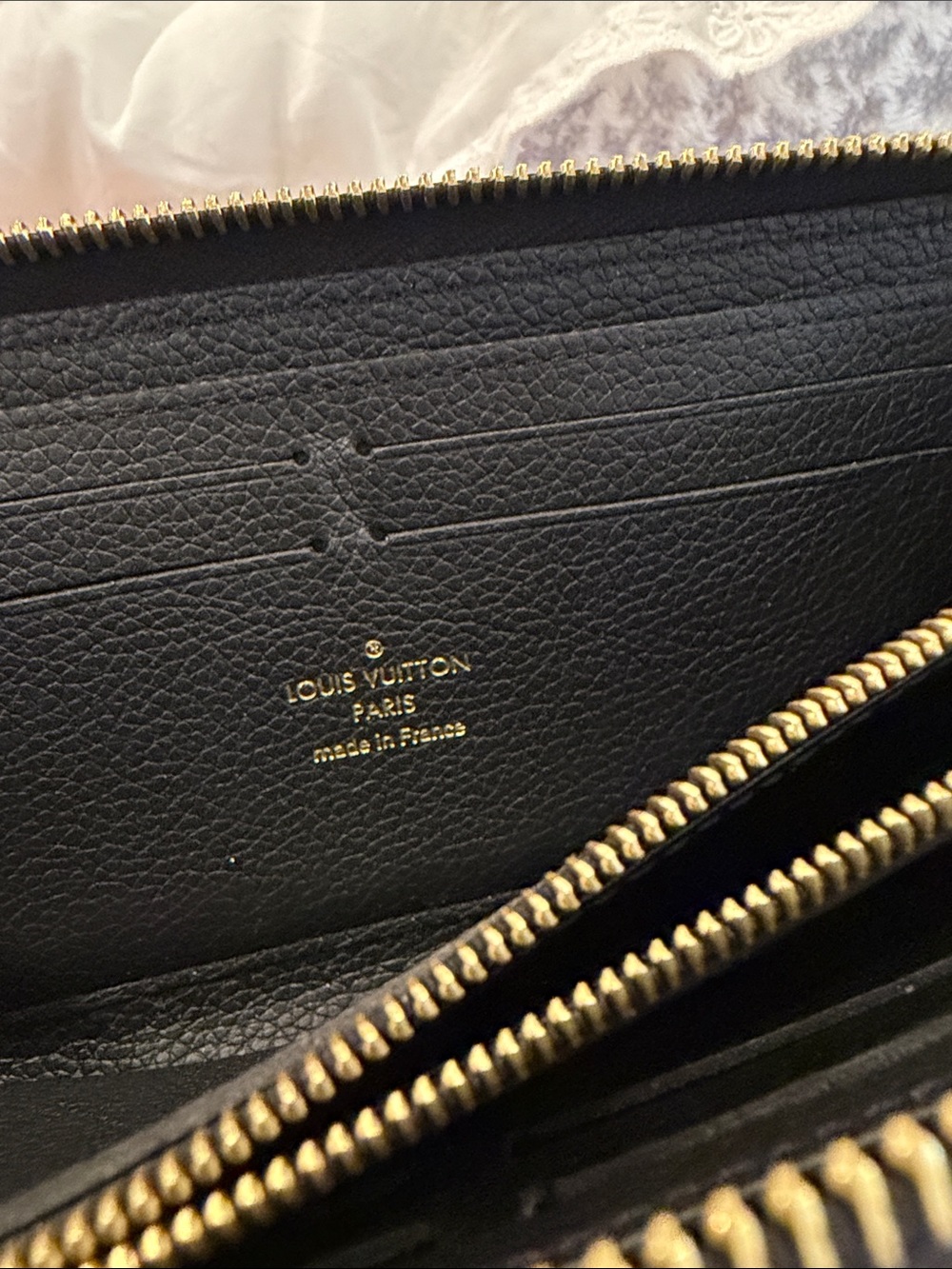 Louis Vuitton Black Monogram Empreinte Zip-Around Wallet with Gold Hardware - Picture 7 of 15